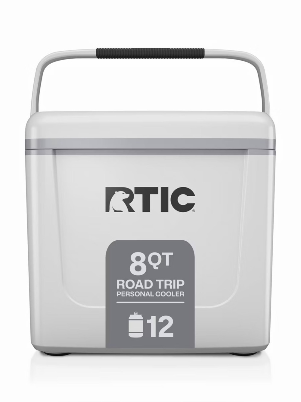 RTIC Road Trip Personal Cooler, 8 QT, 12 Can Hard-Sided Cooler, White & Grey